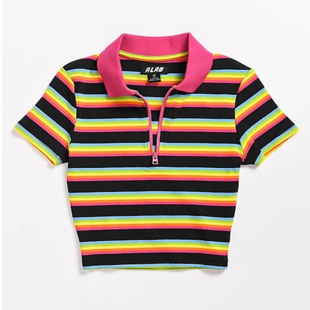 A-Lab Zip Crop Polo Shirt